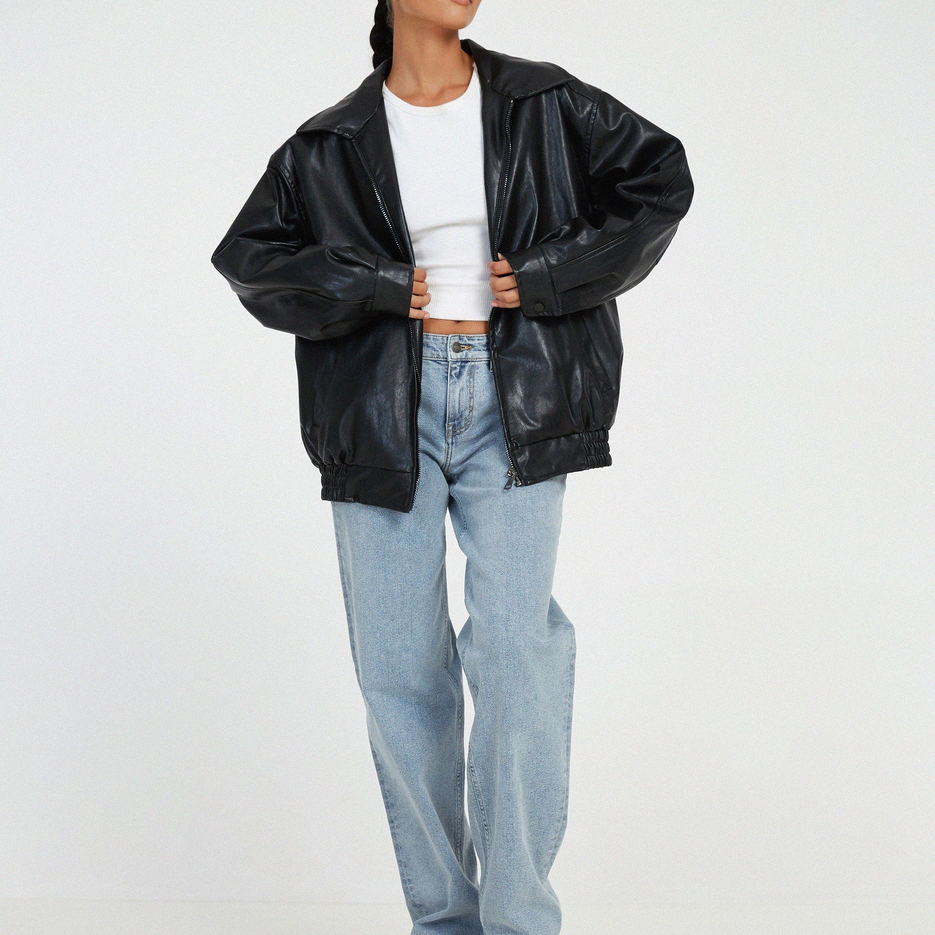 Women’s Oversized Vintage Faux Leather Jacket