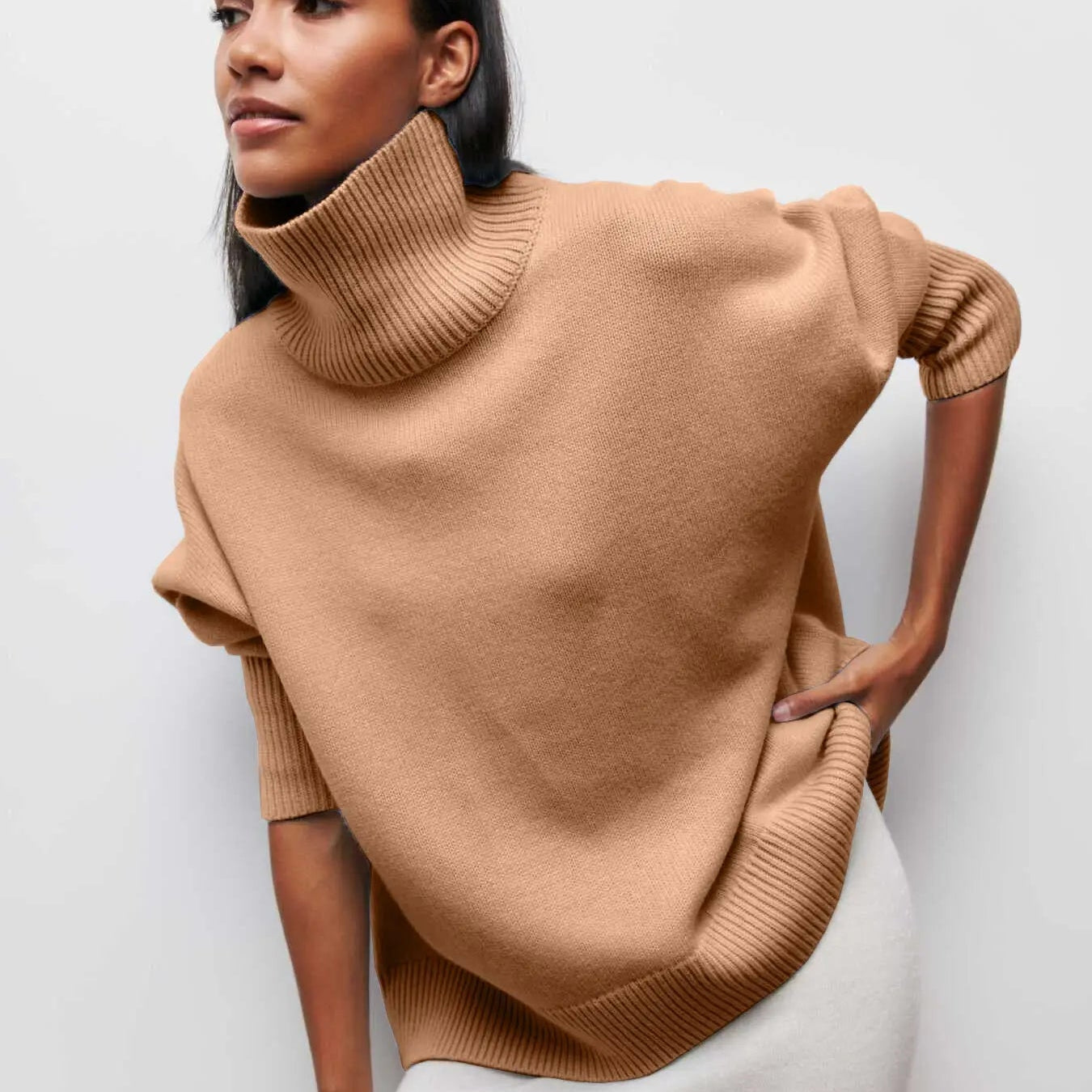 Women’s Oversized Turtleneck Knit Sweater