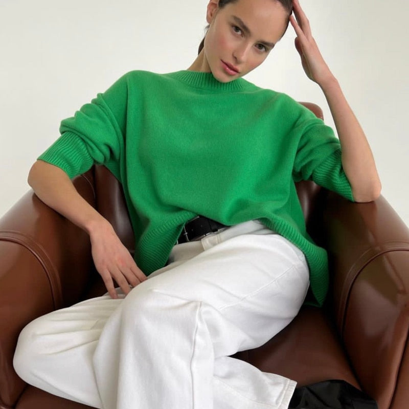 Women’s Elegant Oversized Knit Pullover Sweater