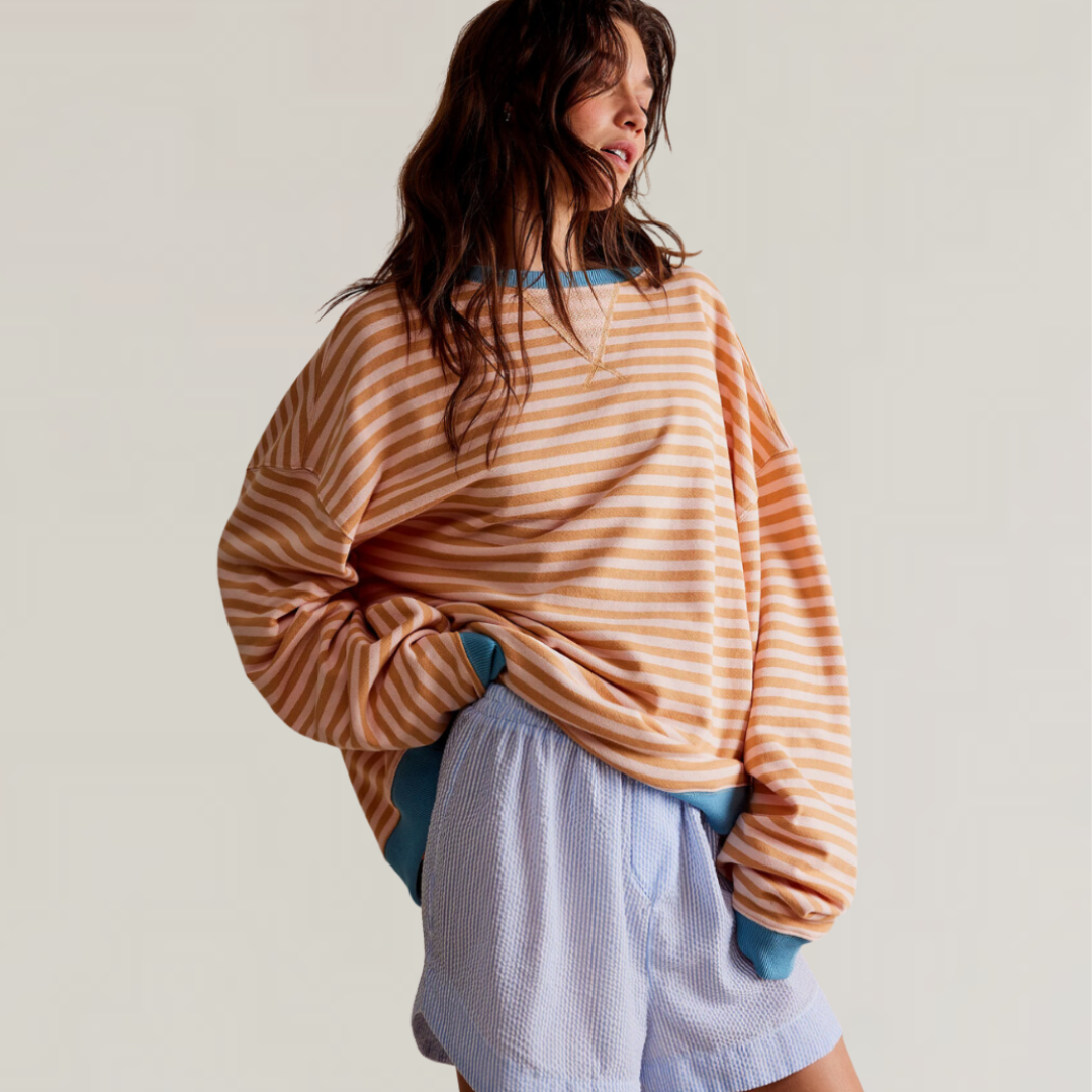 Women’s Casual Oversized Striped Long Sleeve T-Shirt