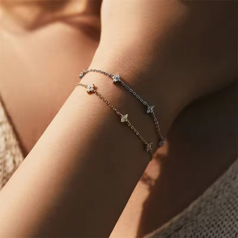 Women’s Dainty Gold Flower Crystal Bracelet
