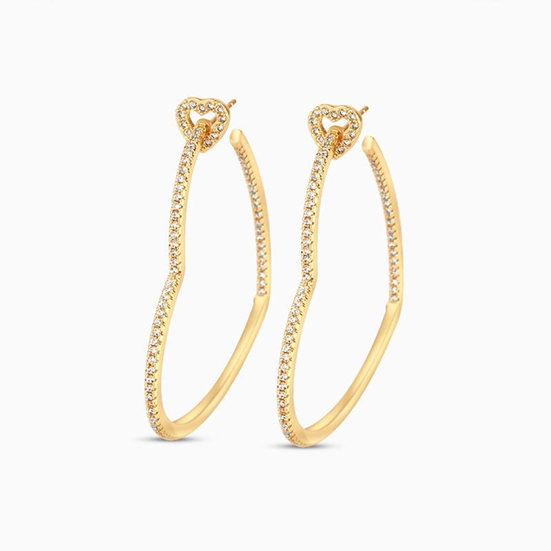 Women’s Heart-Shaped Gold Hoop Earrings